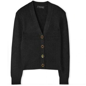 NEW ST. JOHN CLASSICS ERIN BUTTON FRONT CARDIGAN GOLD SPARKLE SANTA ROMA KNIT LG